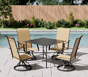 lot 60 image: Mosaic Livingston 5-Piece Sling Swivel Dining Set