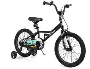 lot 62 image: COSTWAY18 Inch Kids Bike, Boys & Girls Training Bike wRemovable Training Wheels, Pneumatic Tires, Adjustable Handlebar & Seat, Dual Brake System, Children Toddler Bicycle for 3-8 Years Old