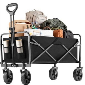 lot 75 image: MyDepot Folding Wagon Four Wheels, All-Terrain Foldable Beach Wagon