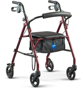 lot 77 image: Medline Basic Rollator with 6in Wheels 350lbs Burgundy 1Ct