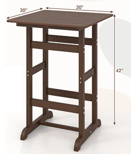 lot 104 image: Costway Outdoor Bar Table All Weather HDPE Patio Table with Wood Grains Bistro Table Brown