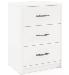 lot 201 image: Giantex Nightstand with 3 Drawers, Modern Night Stand with Storage Drawers, White 15 x 11 x 21.5