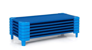 lot 210 image: Costzon Daycare Cots for Kids, Pack of 6, 51 L x 22.5 W Stackable Nap Cots with Easy Lift Corners, Ready-to-Assemble, Preschool Classroom Daycare Beds for Sleeping, Resting, Naptime (Dark Blue)