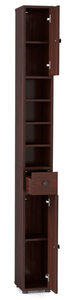 lot 213 image: Giantex Slim Bathroom Storage Cabinet - 71 Tall Narrow Floor Cabinet Cupboard with 2 Doors, 5 Adjustable Shelves, 1 Drawer