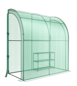 lot 215 image: Costway 7x 3.5x 7 Lean-to Greenhouse Portable Wall House with Green PE Cover and Shelf