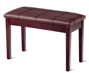 lot 216 image: SlickBlue Solid Wood Piano Bench PU Leather Padded Seat with Storage for Music Room