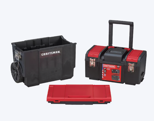 lot 241 image: CRAFTSMAN 19-in W x 24.75-in H x 11.0-in D Red and Black Plastic Rolling Tool Box