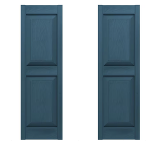 lot 302 image: Ekena Millwork Custom Lifetime Vinyl 2-Equal Raised Panel Shutters