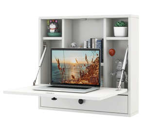 lot 407 image: Costway Wall-Mount Floating Desk Foldable Space Saving Laptop Workstation 24 x 6 x 22.5