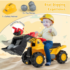lot 414 image: COstway Kids Ride On Bulldozer Toy Play Truck with Adjustable Bucket Aged 3 Years Old