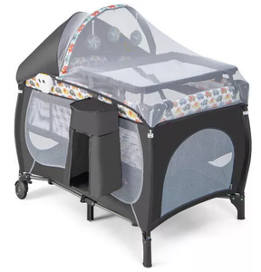lot 418 image: Costway 4-in-1 Portable Baby Playpen with Net and Music Box, Gray