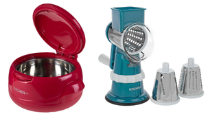 lot 420 image: LOT OF 2  Kitchen HQ Large Thermal Microwaveable Insulated Bowl wLid & Kitchen HQ Speed Grater and Slicer with Suction Base