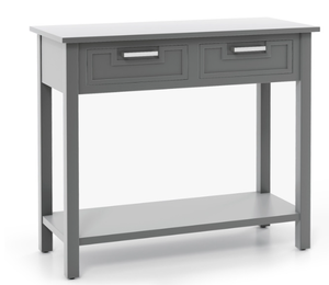 lot 366 image: Costway Console Sofa Table with 2 Drawers and Bottom Shelf Gray