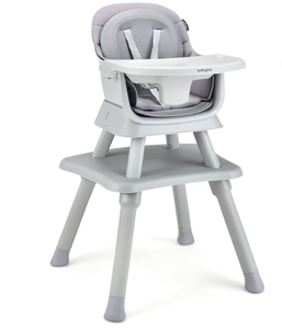 lot 367 image: BABY JOY Baby High Chair, 8 in 1 Convertible Highchair for Babies & Toddlers  Booster Seat  Table and Chair Set  Building Block Table  Toddler Chair with Safety Harness, Removable Tray (Gray)