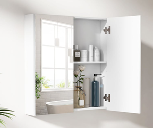 lot 368 image: Costway 2 Door White Mirrored Cabinet JV12181WH