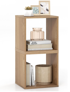 lot 381 image: LOKO Stackable 2 Cube Storage Organizer, Freestanding Cubby Storage Bookcase with Anti-toppling Device, 2-Tier Bookshelf, Combinable Record Player Stand for Living Room Bedroom Study (1, Natural)