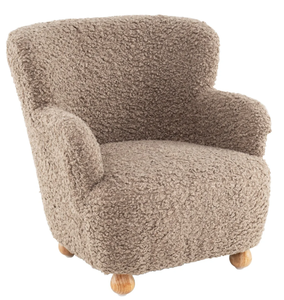 lot 48 image: Costway Sherpa Kids Sofa Comfy Toddler Armchair with Solid Rubber Wood Legs, Brown