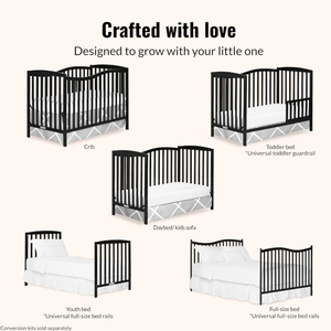 lot 86 image: Dream On Me Chelsea 5-In-1 Convertible Crib In Black, JPMA Certified (Only Crib)