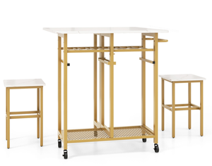 lot 89 image: Costway 2 Seater Extending Dining Table Set White Size of Unfolded Table29 x 29 x 31.5(L x W x H)