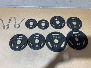 lot 28 image: LOT OF 8 CAP Plates 5lbs, 10lbs, 2.5lbs (Only Plates)