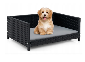 lot 277 image: Costway Dog bed made of PE rattan with removable cushion and cover 62x46x25 cm