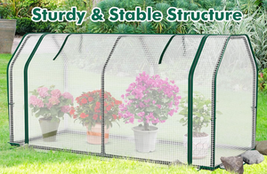 lot 361 image: Happygrill Portable Mini Greenhouse wRoll-up Zipper Door & All-Weather PE Cover, Outdoor & Indoor Greenhouse for Raised Garden Bed, Vegetables, Flowers, Patio, Lawn, Yard, Balcony