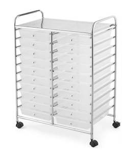 lot 455 image: Officejoy 20 Drawer Rolling Storage Cart, Multipurpose Mobile Utility Cart wUniversal Wheels & Plastic Drawers, Drawer Organizer Cart for Classroom, Office, School, Home