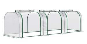 lot 471 image: Outsunny - 10 x 3 x 2.5 Mini Greenhouse, Portable Tunnel Green House with Roll-Up Zippered Doors, UV Waterproof Cover - Clear