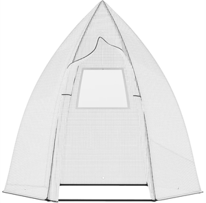 lot 474 image: Outsunny Tent-Style Mini Greenhouse, Portable Hot House for Plants with Zipper Roll Up Door and Window for Outdoor, Garden, Patio, White