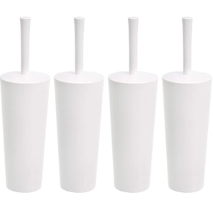 lot 481 image: Amazon Basics Toilet Brush and Holder Set - 4-pack, White