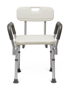 lot 429 image: Medline Knockdown Shower Chair with Arms 350lbs White 1Ct