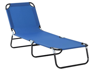 lot 490 image: Outsunny Folding Chaise Lounge Pool Chairs, Outdoor Sun Tanning Chairs with 5-Level Reclining Back, Steel Frame for Beach, Yard, Patio, Blue