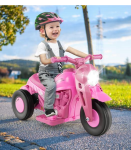 lot 492 image: Qaba Ride on Motorcycle, 6V Ride on Bubble Car, 3 Wheeled 2 MPH Electric Motorcycle for Kids w LED Headlight, Music, Forward & Reserve