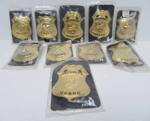 lot 74 image: Lot of NOS Vintage Quality Metal  Brass Security Badges