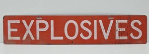 lot 22 image: Original 1950s EXPLOSIVES Porcelain Sign
