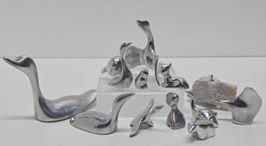 lot 15 image: Group of Signed Metal Sculptural Animal Figures