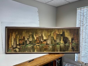 lot 208 image: Great Looking LARGE Over-the-Sofa Mid Century Turner Accessory Cityscape Print