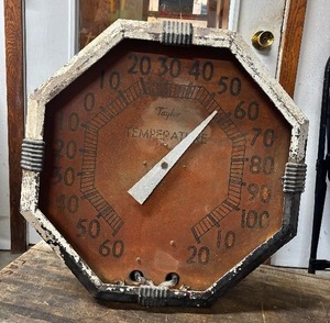 Fantastic LARGE Original 1930's Taylor Neon Service Station Octagonal Thermometer