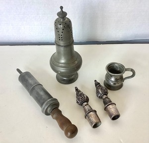 lot 4 image: Group of Assorted Antique Pewter  Brittania Items