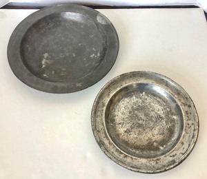lot 9 image: Pair of Antique Pewter Plates