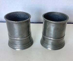 lot 13 image: Pair of Antique  Pewter Cans