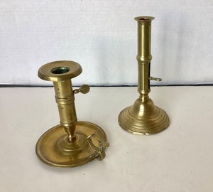 lot 27 image: Pair of Antique Brass Chambersticks #2