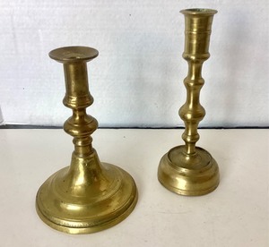 lot 29 image: Pair of Antique Brass Candlesticks #1