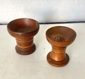 lot 51 image: Pair of Antique Treen Pounce Pots ( Sanders )