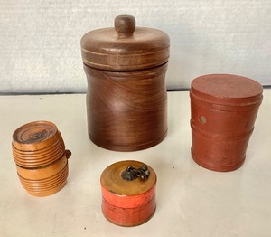 lot 56 image: Vintage Group of Turned Wooden Vessels  Containers