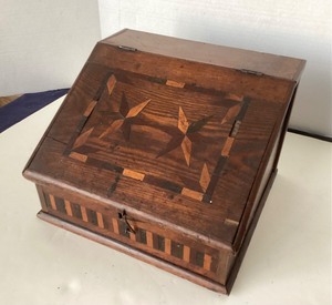 lot 57 image: Antique Inlaid Slide Lid Desk Box