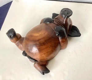 lot 64 image: Contemporary Carved Wooden Pig Towelholder