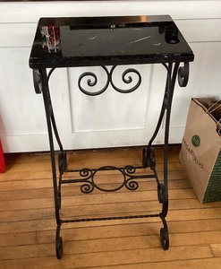 lot 71 image: Vintage Marble Top Wrought Iron Stand