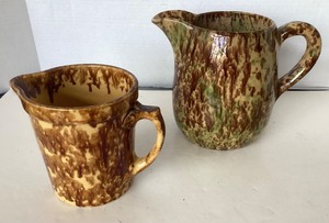 lot 75 image: Pair of Antique Spatterware Pitchers