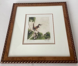 lot 111 image: Melanie Fain Hand Colored Bird Etching